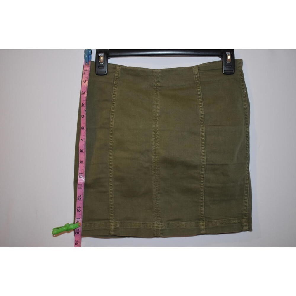 Free People Mini Skirt Women Sz 4 Olive‎ Green Zip Up Modern Femme Boho Festival